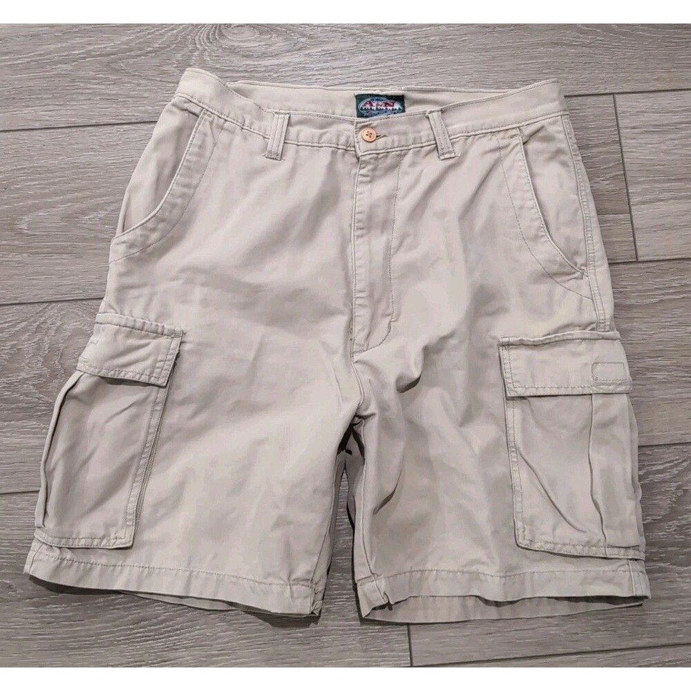 VINTAGE A&N CARGO SHORTS MEN'S SZ 34-(32ACTUAL) BEIGE W/Utility POCKETS EUC